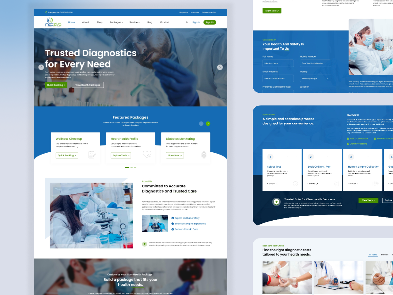 Medziva — Diagnostics & Healthcare Website UI project preview